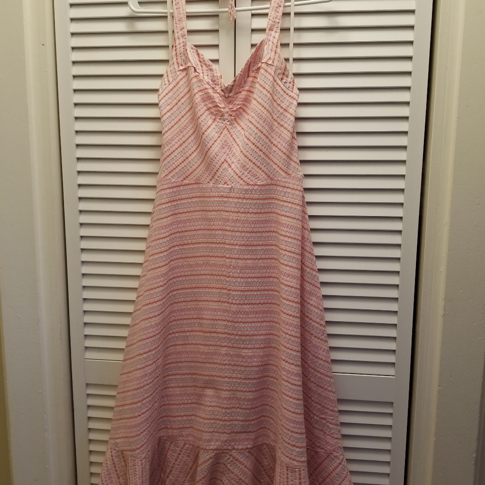 Anthropologie Odille Pink Stripe Halter Dress